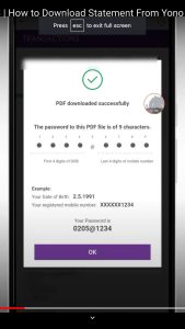 #5.Download Statement :-जैसे ही आप passbook के tab पर क्लिक करंगे आपके फ़ोन में statement pdf फ़ॉर्मैट में डाउनलोड हो जाएगा।